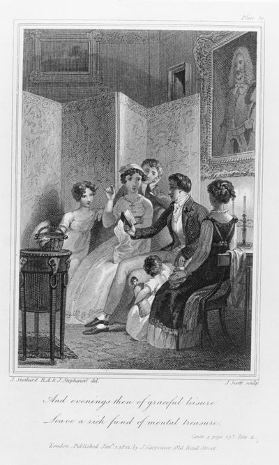 Familienszene - Abend im Wohnzimmer, aus 